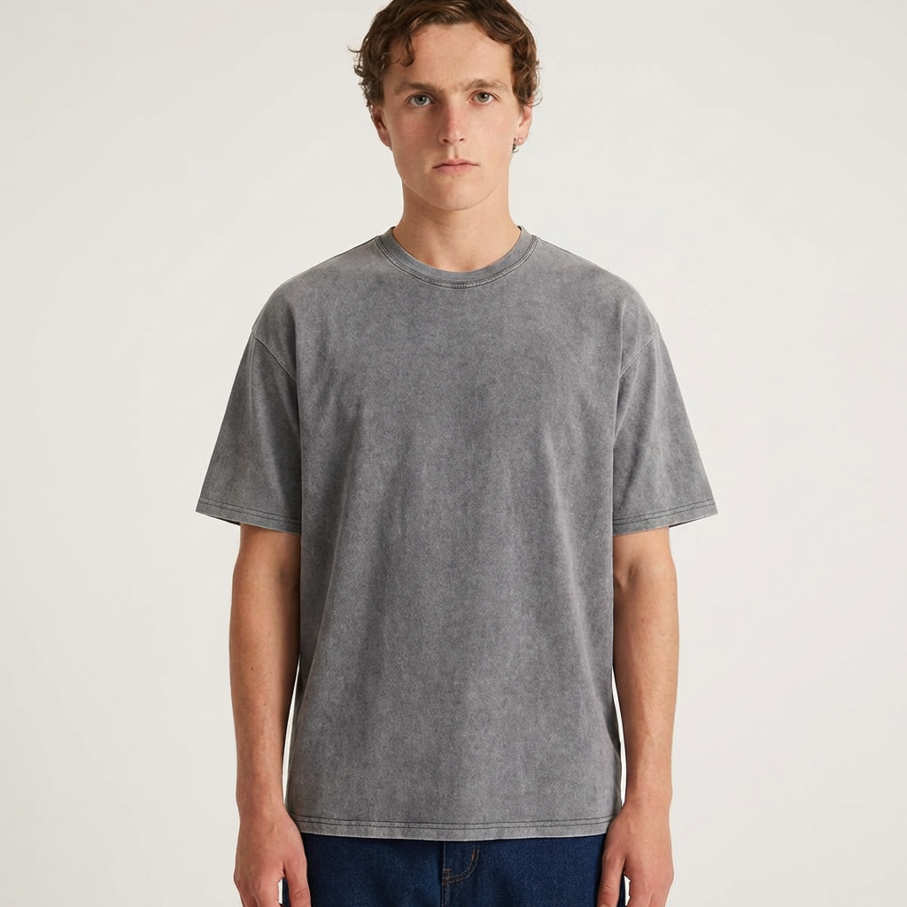 Oversized Tshirts for Men Gym Vintage Heavyweight T Shirts Cotton Workout Acid Wash Baggy Tees
