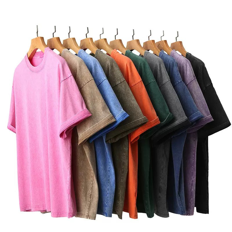 Oversized Tshirts for Men Gym Vintage Heavyweight T Shirts Cotton Workout Acid Wash Baggy Tees