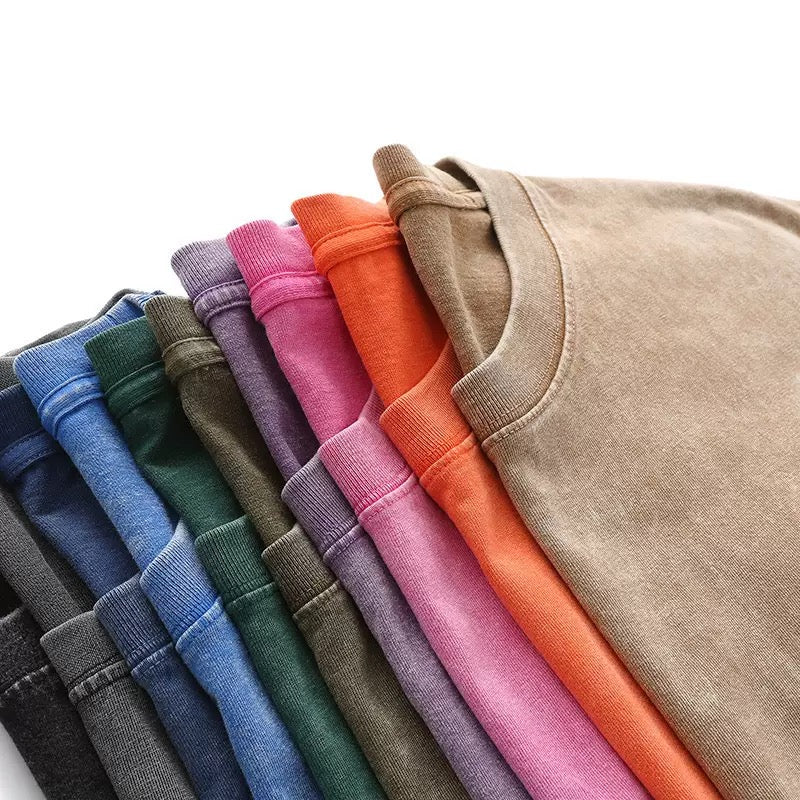Oversized Tshirts for Men Gym Vintage Heavyweight T Shirts Cotton Workout Acid Wash Baggy Tees